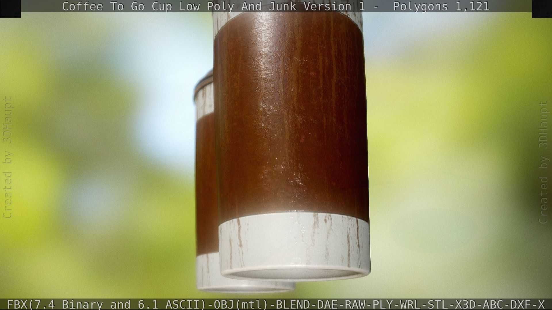 Coffee To Go Cup Junk 1 - Gameready - PBR Textures Low-poly 3D model_73