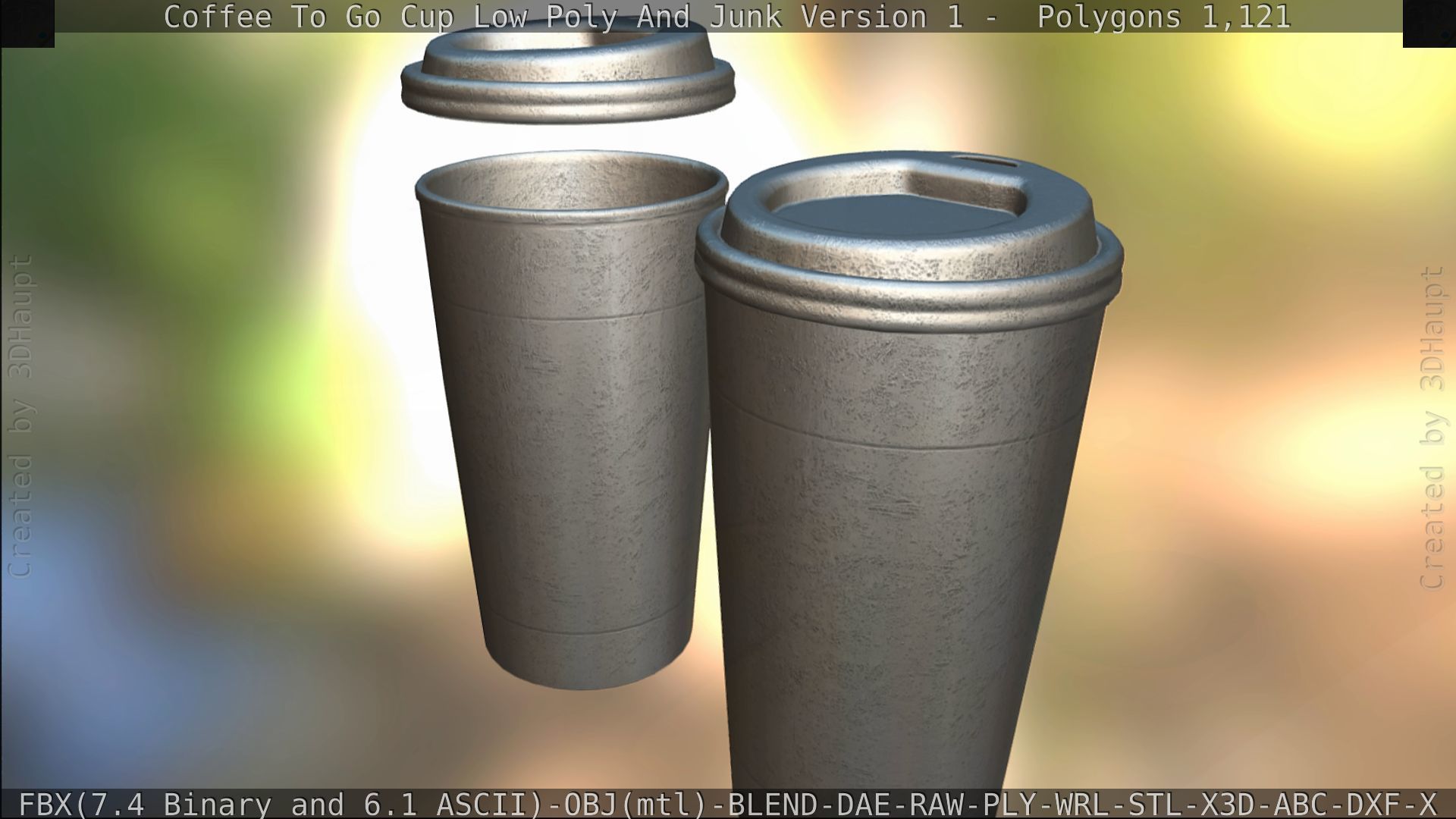 Coffee To Go Cup Junk 1 - Gameready - PBR Textures Low-poly 3D model_190