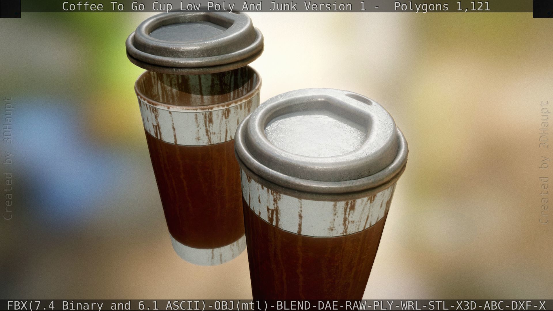 Coffee To Go Cup Junk 1 - Gameready - PBR Textures Low-poly 3D model_22