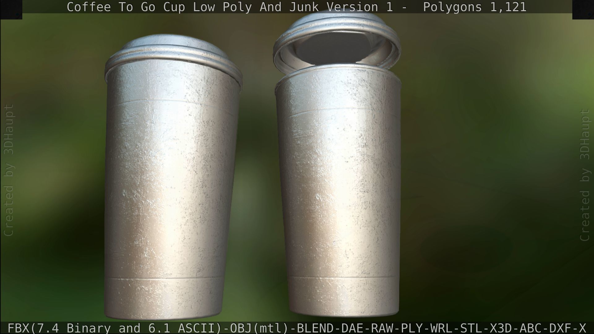 Coffee To Go Cup Junk 1 - Gameready - PBR Textures Low-poly 3D model_197