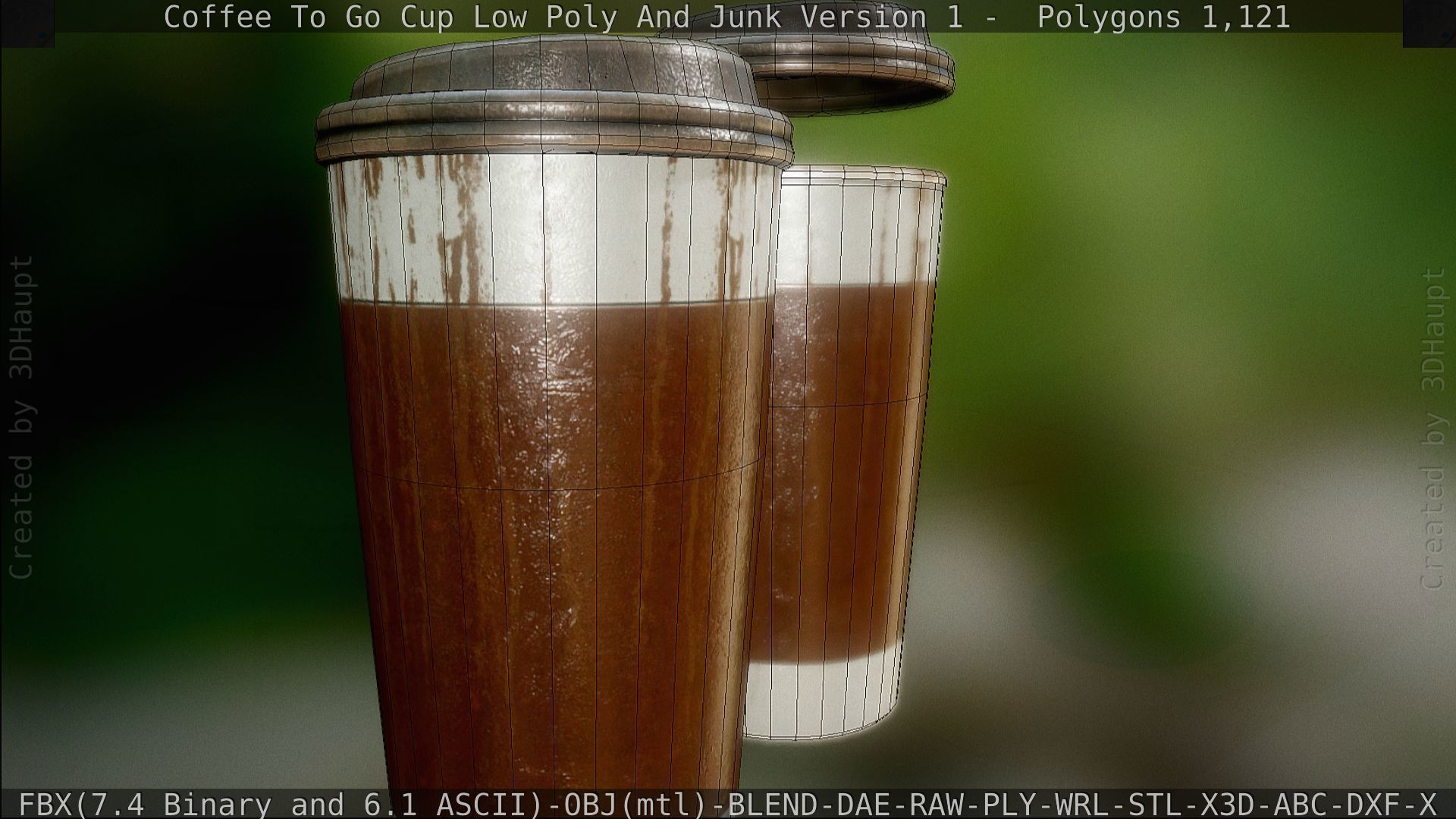 Coffee To Go Cup Junk 1 - Gameready - PBR Textures Low-poly 3D model_132