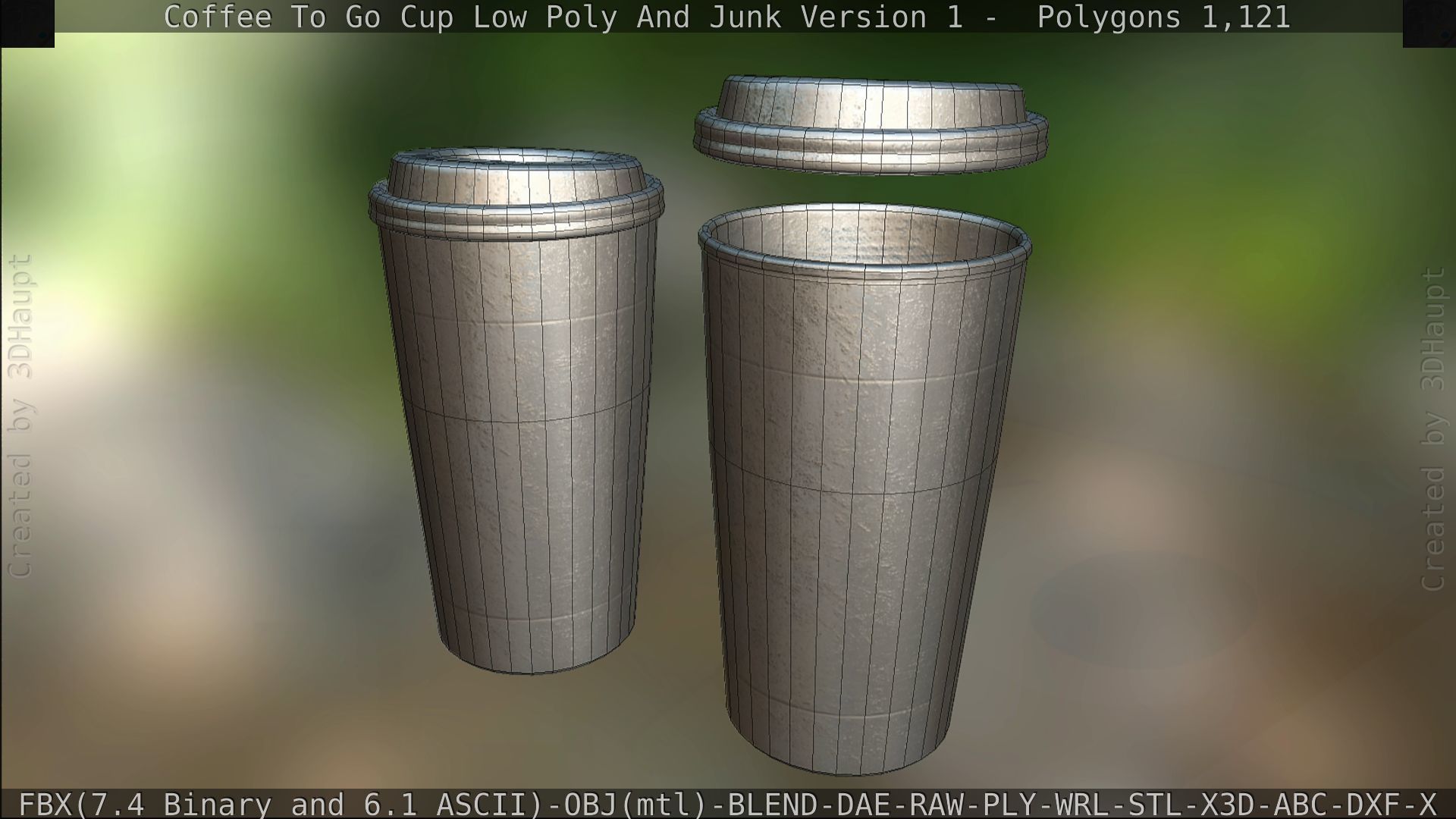 Coffee To Go Cup Junk 1 - Gameready - PBR Textures Low-poly 3D model_167