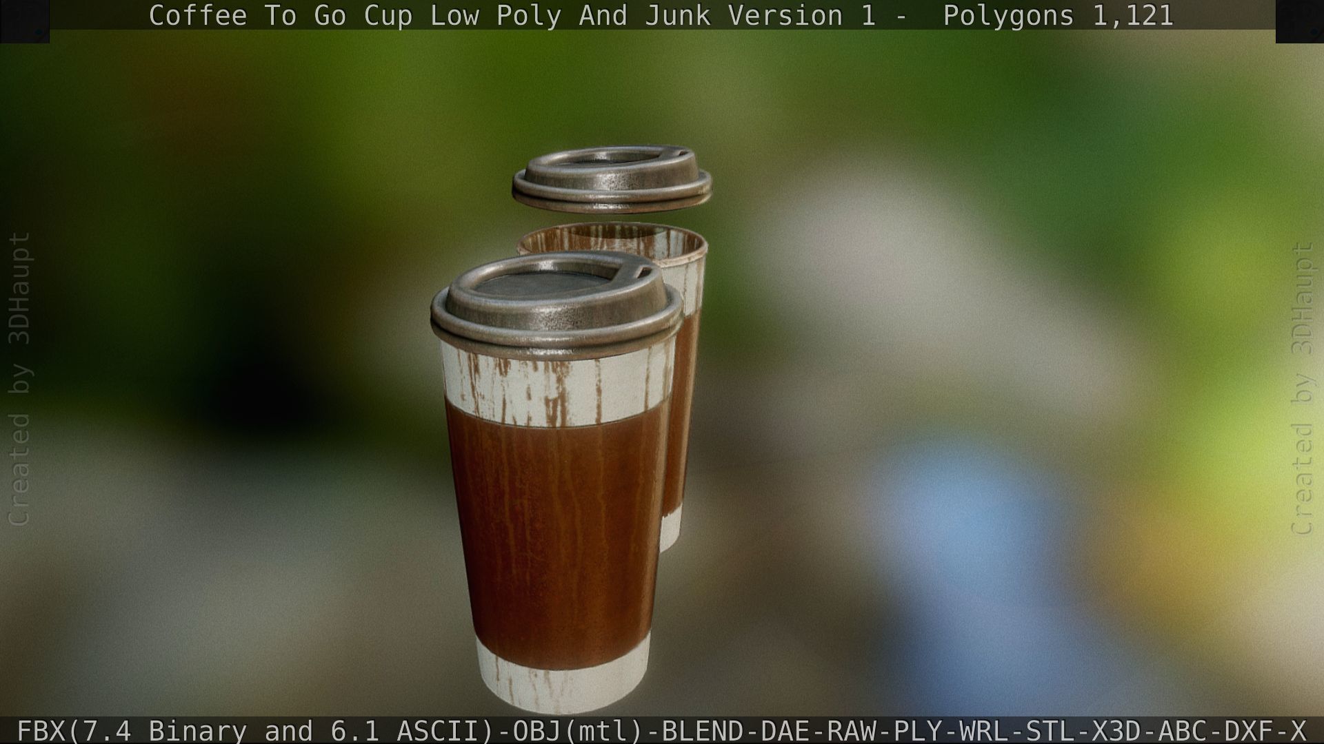 Coffee To Go Cup Junk 1 - Gameready - PBR Textures Low-poly 3D model_12