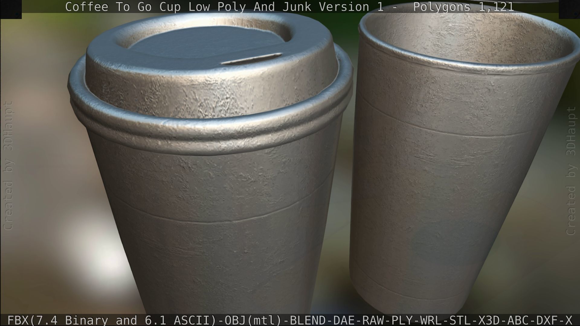 Coffee To Go Cup Junk 1 - Gameready - PBR Textures Low-poly 3D model_172
