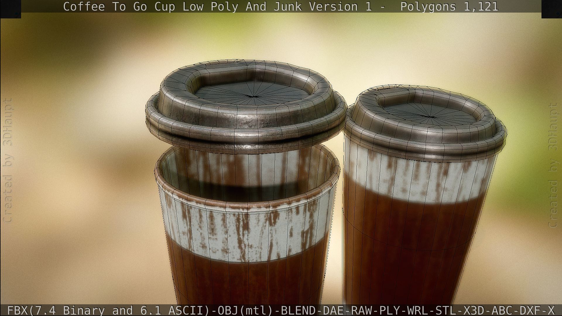 Coffee To Go Cup Junk 1 - Gameready - PBR Textures Low-poly 3D model_113