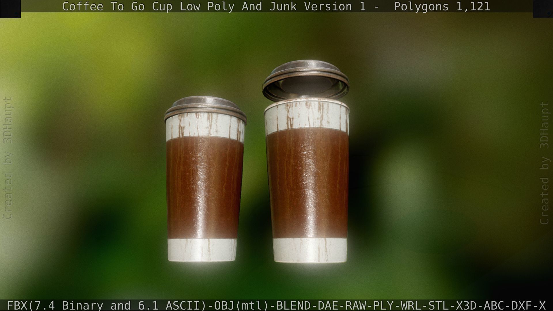 Coffee To Go Cup Junk 1 - Gameready - PBR Textures Low-poly 3D model_15