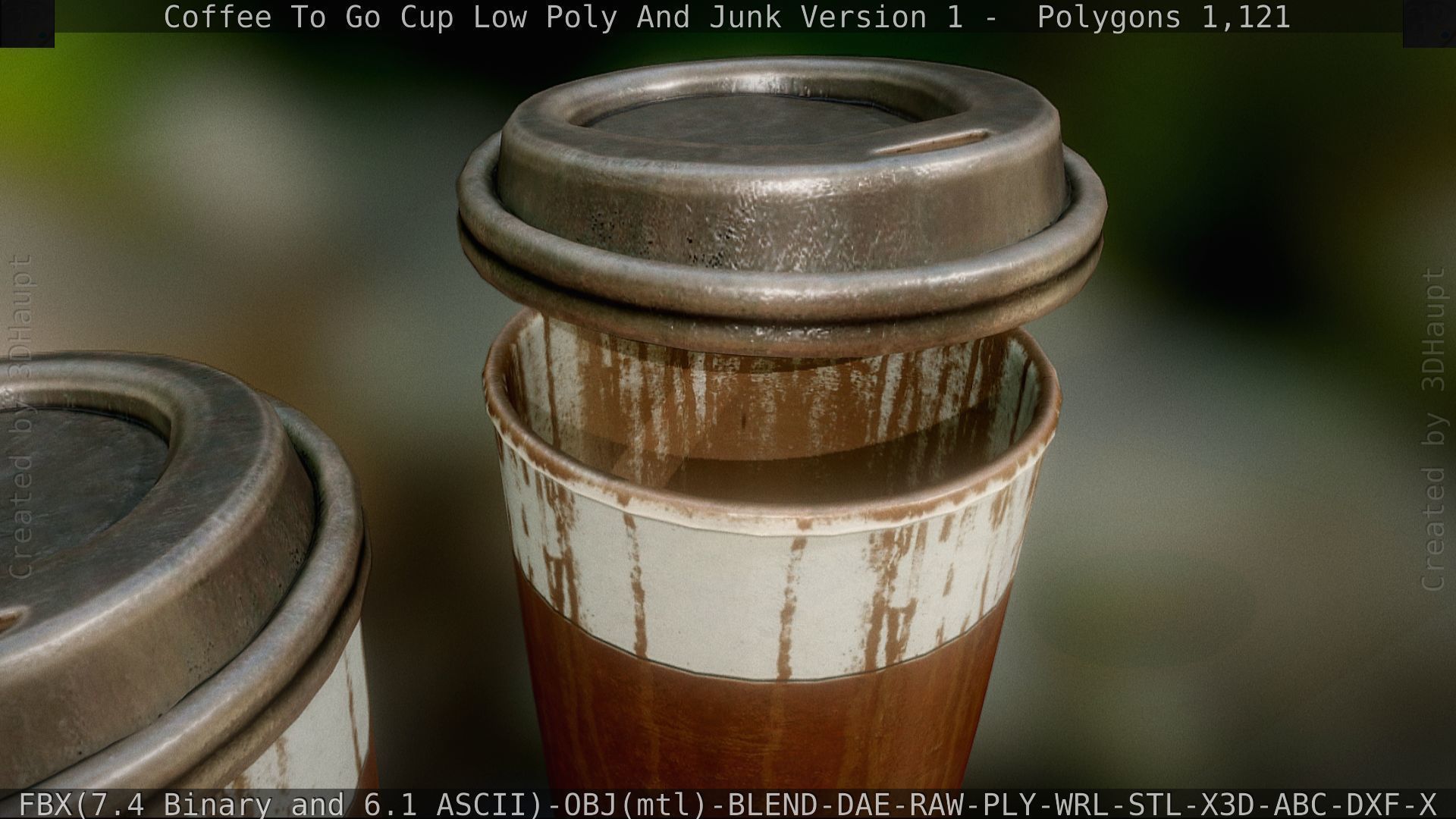 Coffee To Go Cup Junk 1 - Gameready - PBR Textures Low-poly 3D model_29
