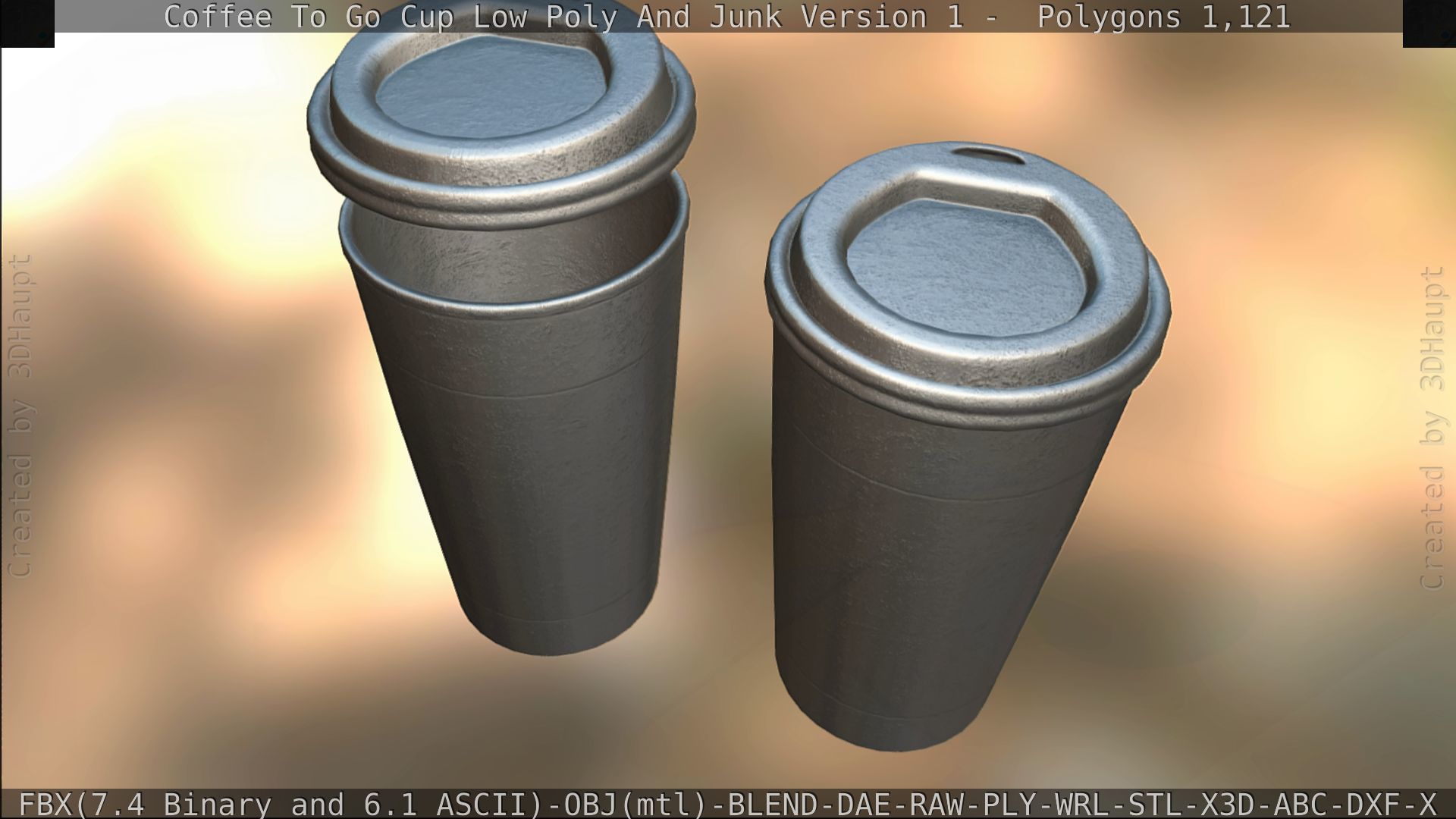 Coffee To Go Cup Junk 1 - Gameready - PBR Textures Low-poly 3D model_188