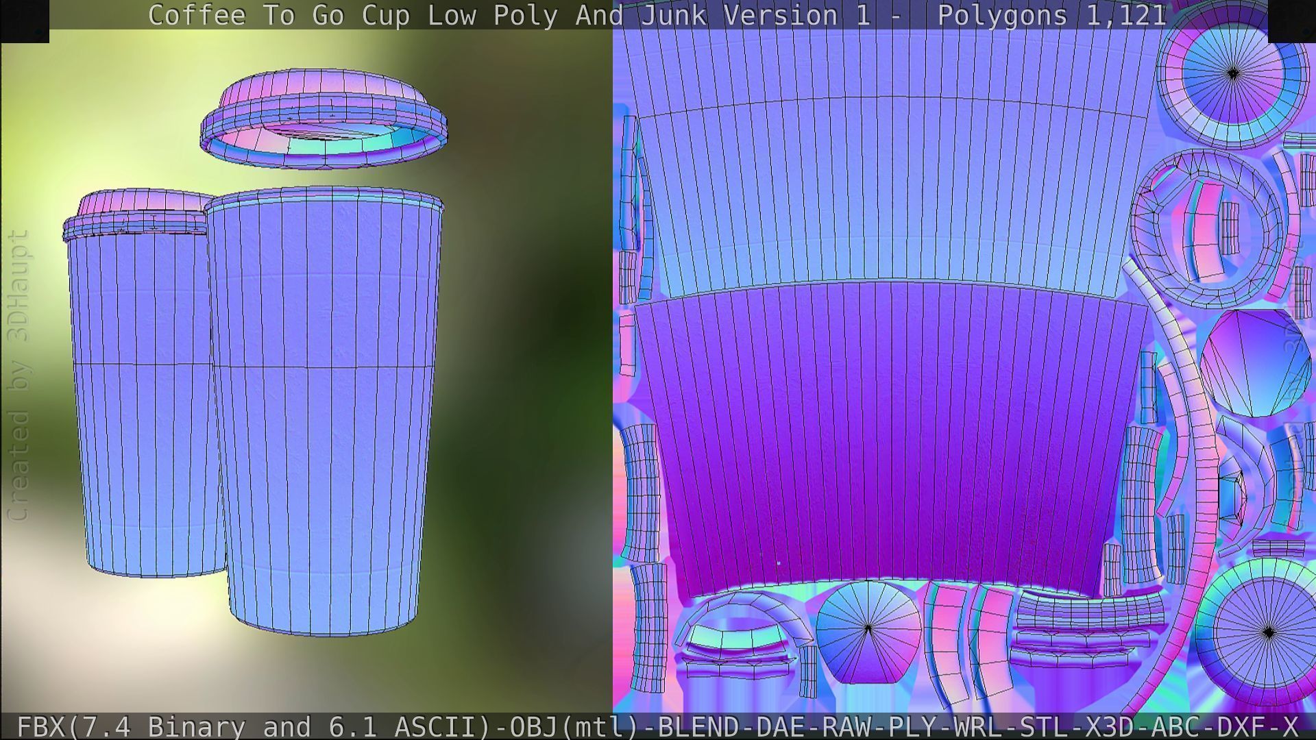 Coffee To Go Cup Junk 1 - Gameready - PBR Textures Low-poly 3D model_160