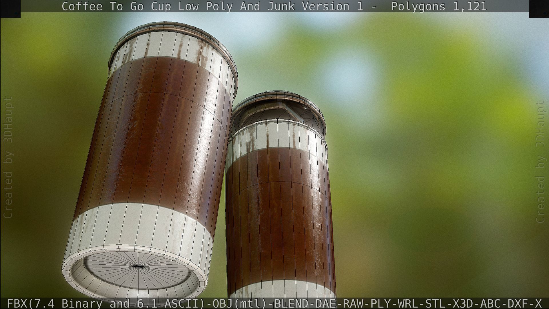 Coffee To Go Cup Junk 1 - Gameready - PBR Textures Low-poly 3D model_126