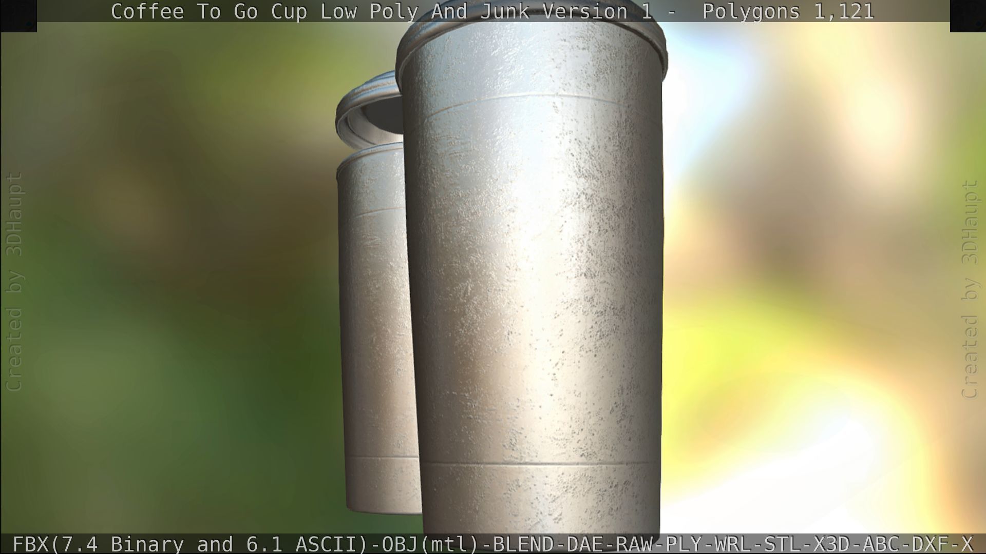 Coffee To Go Cup Junk 1 - Gameready - PBR Textures Low-poly 3D model_193
