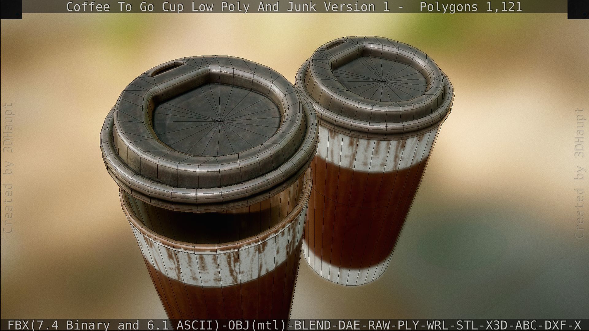 Coffee To Go Cup Junk 1 - Gameready - PBR Textures Low-poly 3D model_116