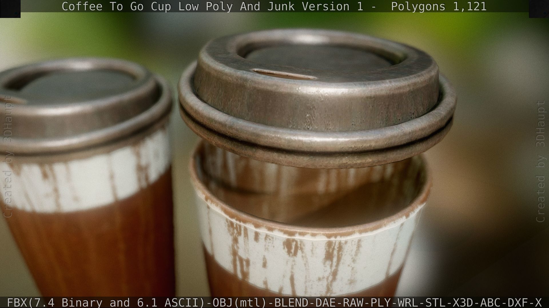 Coffee To Go Cup Junk 1 - Gameready - PBR Textures Low-poly 3D model_37