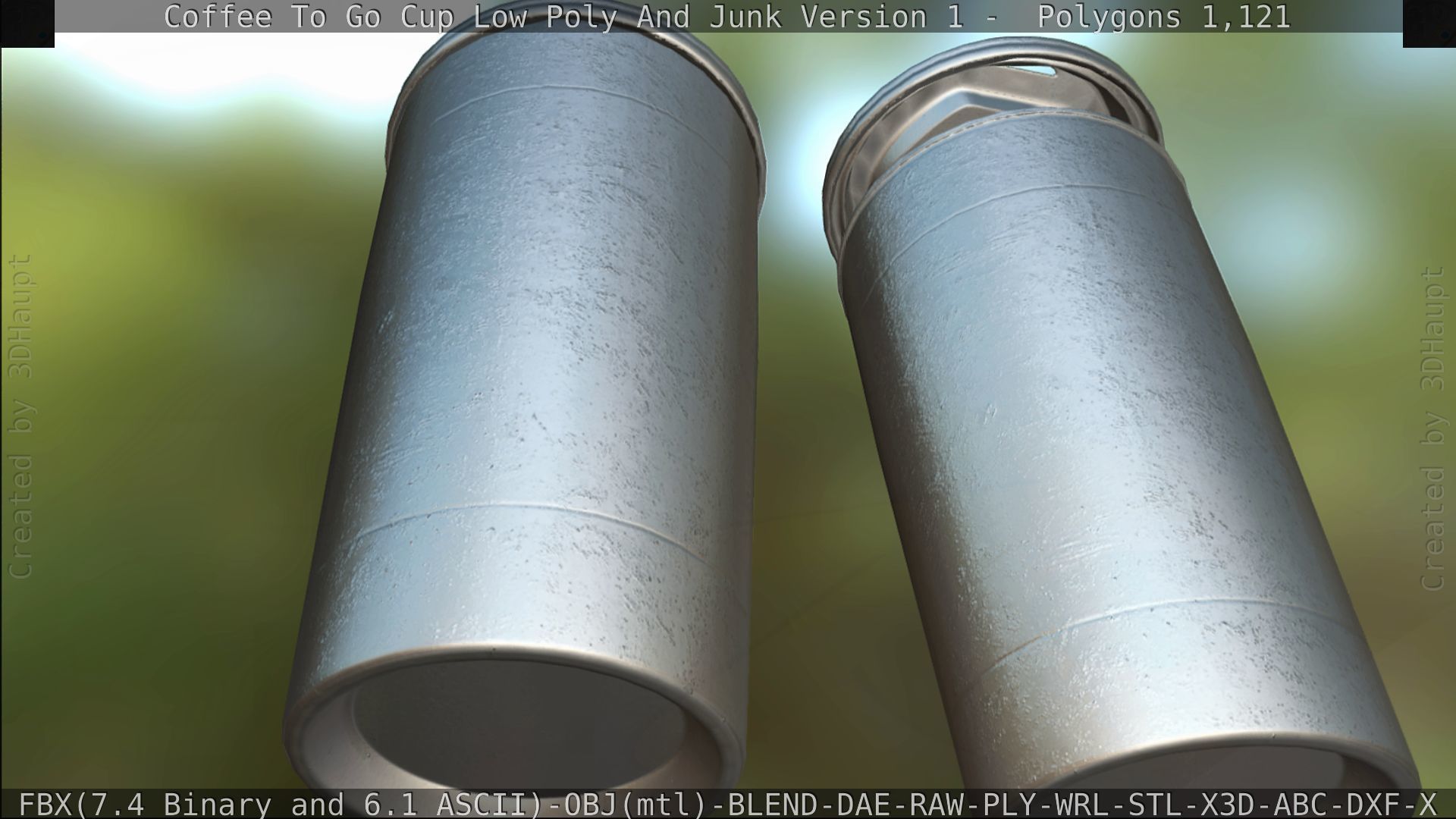 Coffee To Go Cup Junk 1 - Gameready - PBR Textures Low-poly 3D model_180