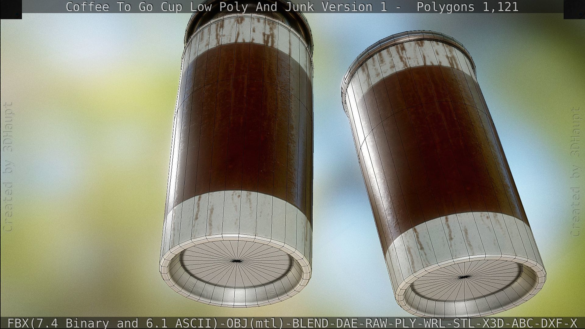 Coffee To Go Cup Junk 1 - Gameready - PBR Textures Low-poly 3D model_122