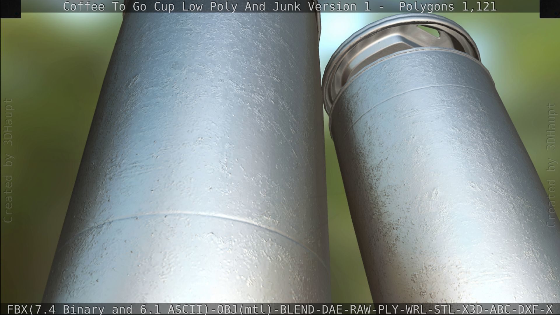 Coffee To Go Cup Junk 1 - Gameready - PBR Textures Low-poly 3D model_181