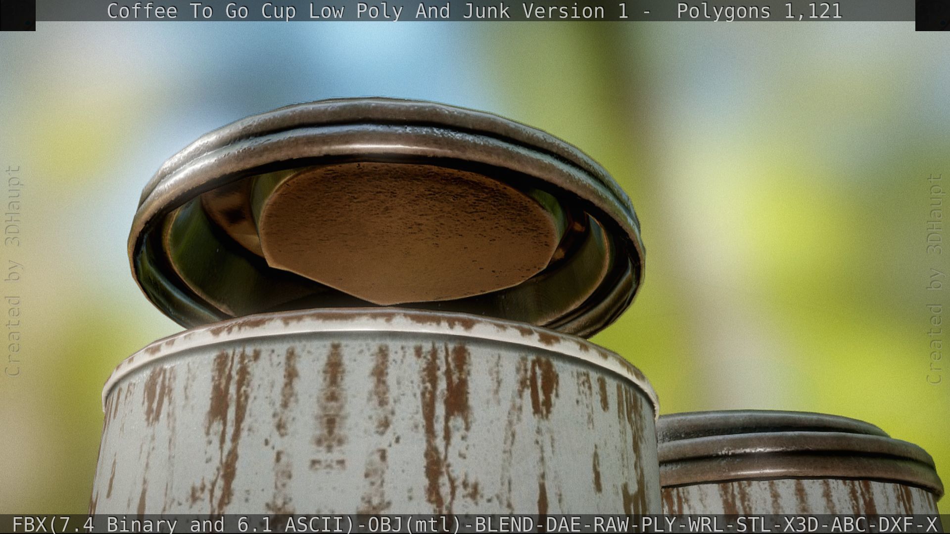 Coffee To Go Cup Junk 1 - Gameready - PBR Textures Low-poly 3D model_54