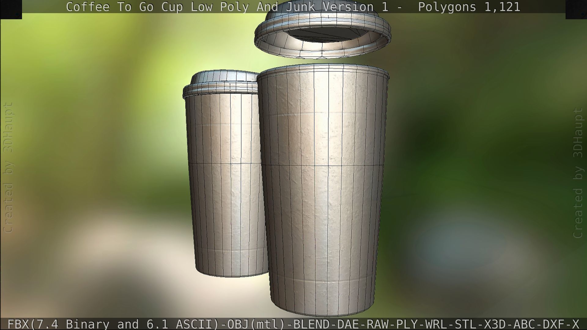 Coffee To Go Cup Junk 1 - Gameready - PBR Textures Low-poly 3D model_169