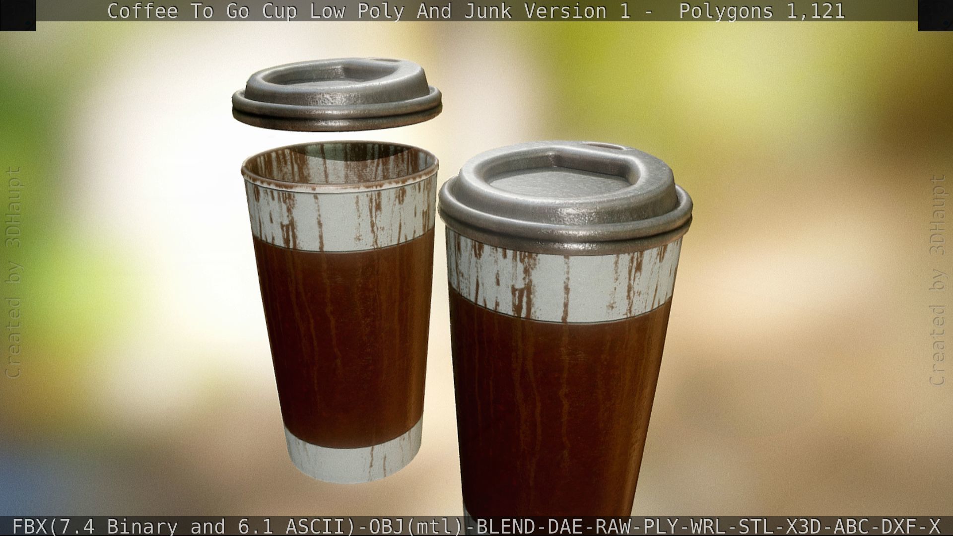 Coffee To Go Cup Junk 1 - Gameready - PBR Textures Low-poly 3D model_19