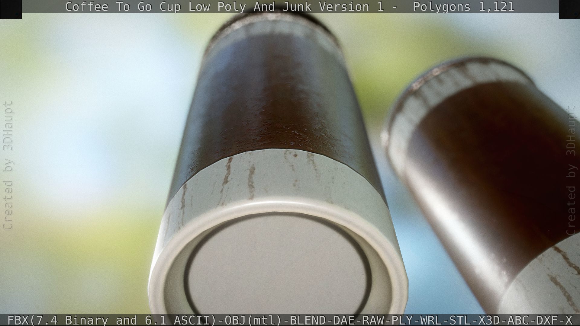 Coffee To Go Cup Junk 1 - Gameready - PBR Textures Low-poly 3D model_78