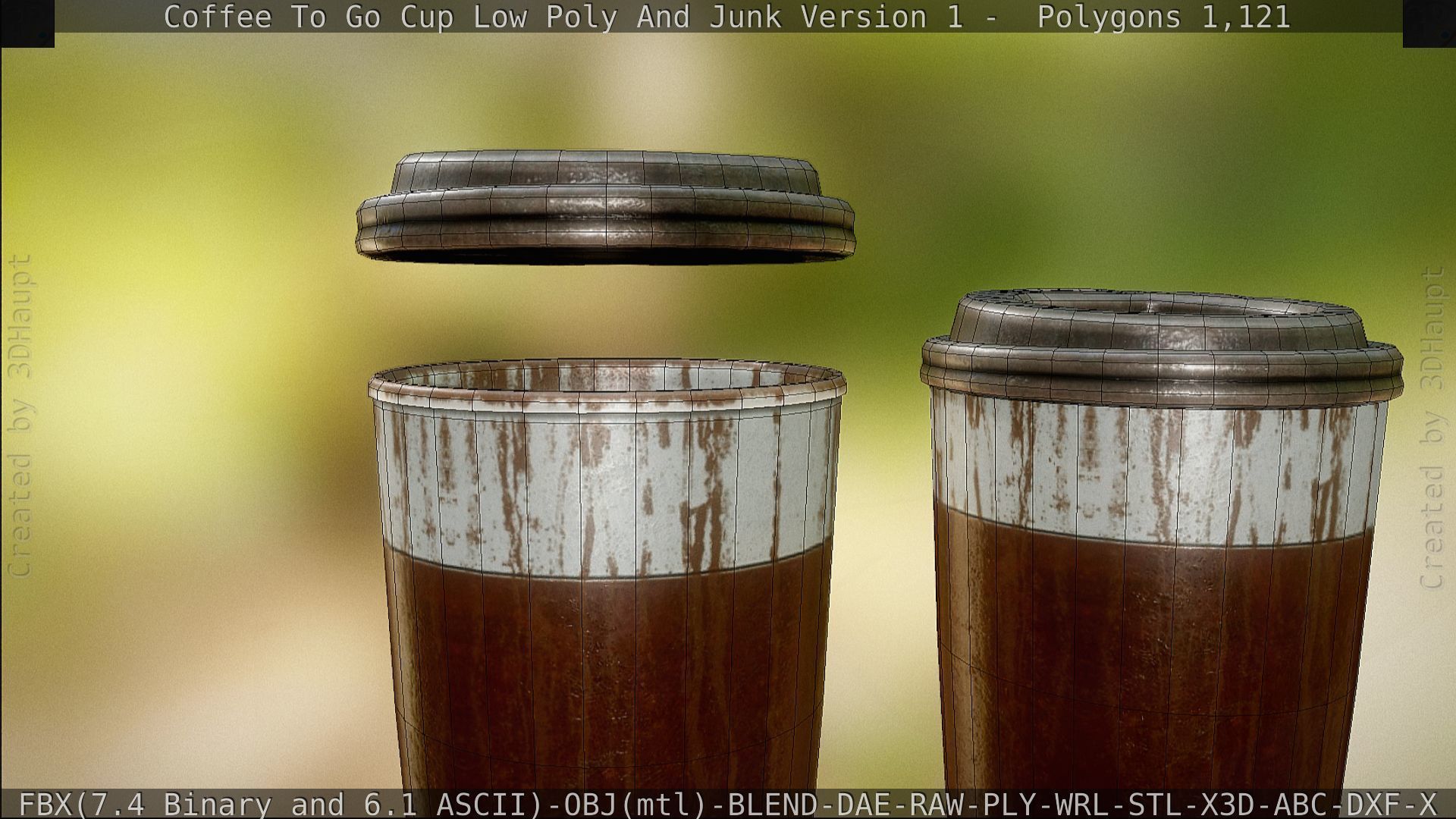 Coffee To Go Cup Junk 1 - Gameready - PBR Textures Low-poly 3D model_115