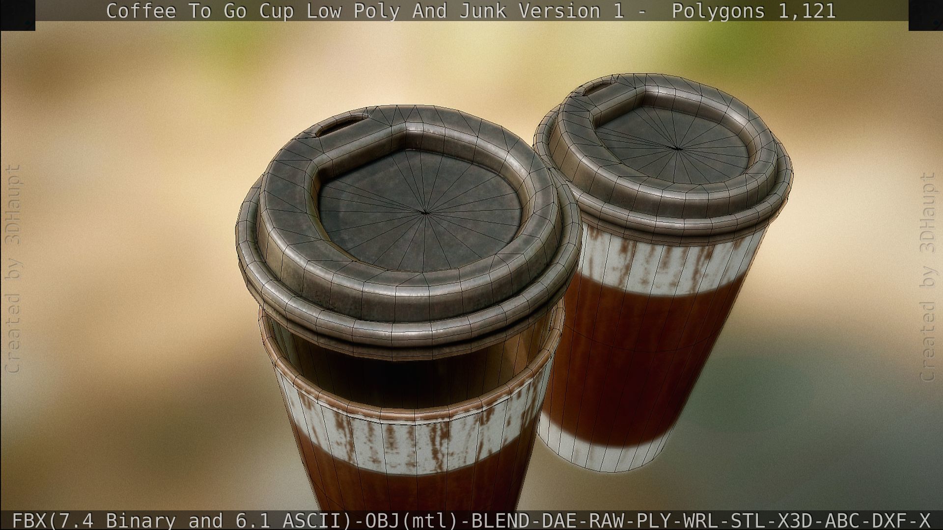 Coffee To Go Cup Junk 1 - Gameready - PBR Textures Low-poly 3D model_114