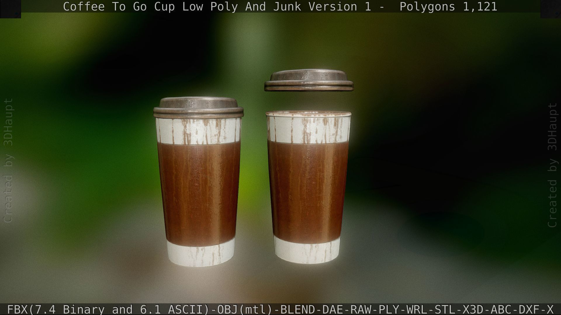 Coffee To Go Cup Junk 1 - Gameready - PBR Textures Low-poly 3D model_14