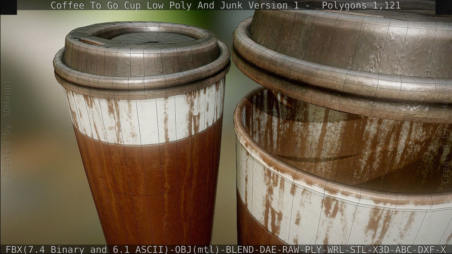 Coffee To Go Cup Junk 1 - Gameready - PBR Textures Low-poly 3D model_138
