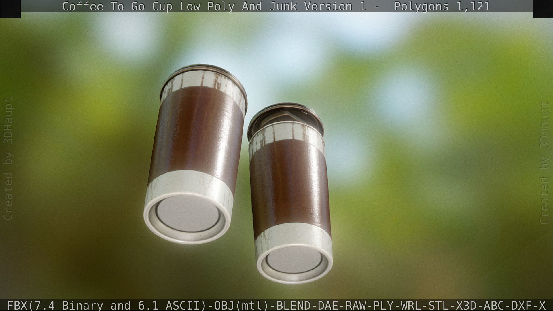 Coffee To Go Cup Junk 1 - Gameready - PBR Textures Low-poly 3D model_20