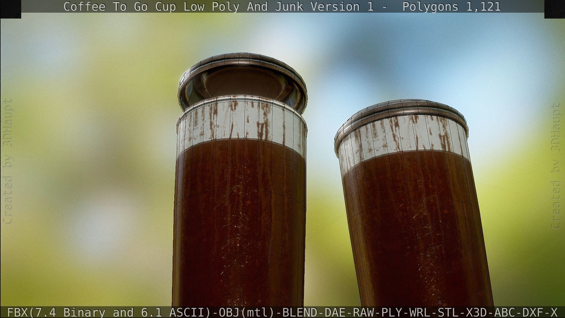 Coffee To Go Cup Junk 1 - Gameready - PBR Textures Low-poly 3D model_118