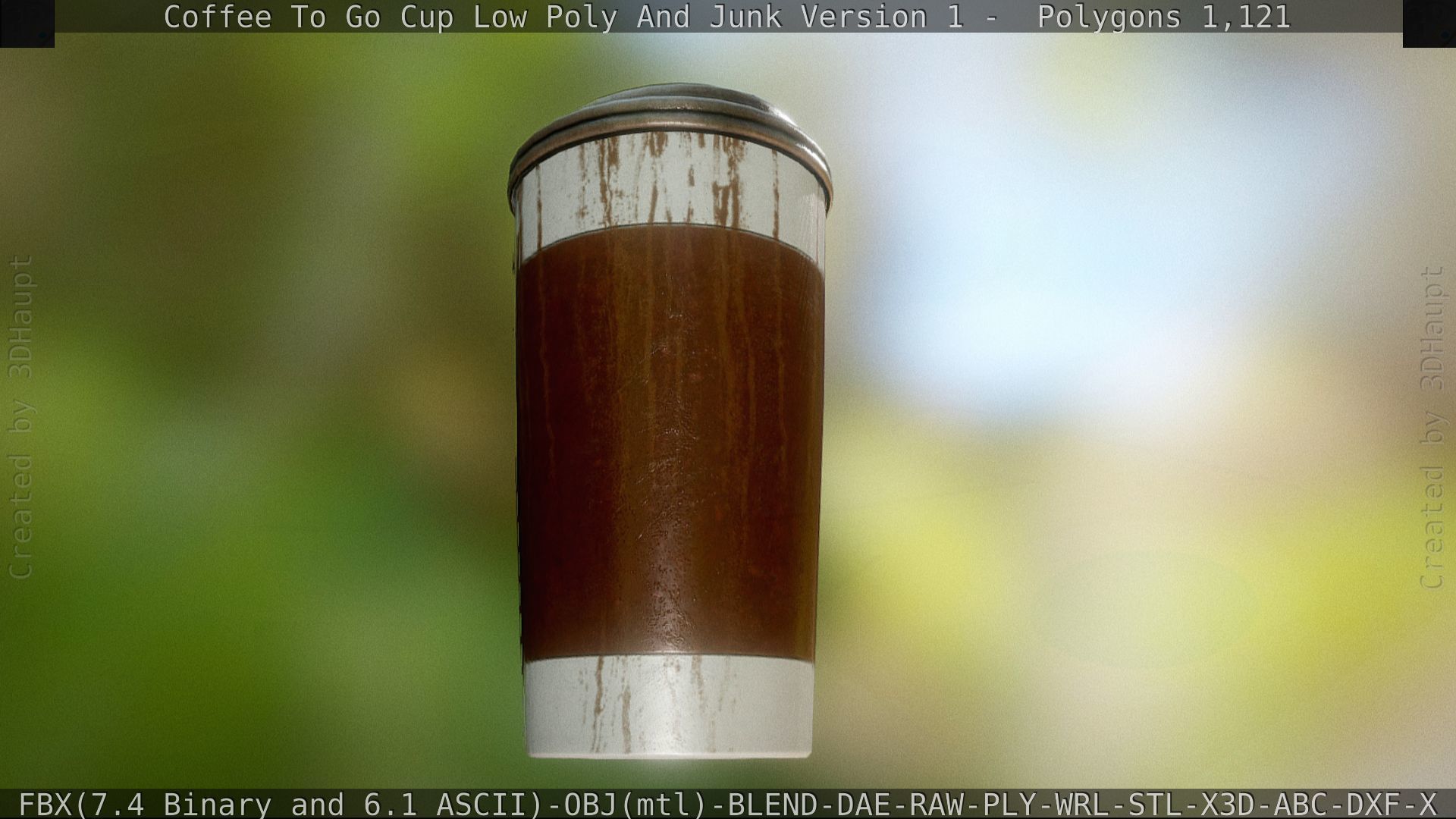 Coffee To Go Cup Junk 1 - Gameready - PBR Textures Low-poly 3D model_17