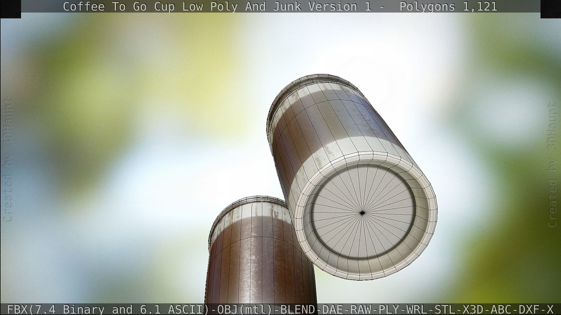 Coffee To Go Cup Junk 1 - Gameready - PBR Textures Low-poly 3D model_120