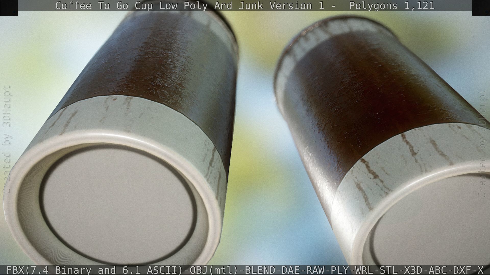 Coffee To Go Cup Junk 1 - Gameready - PBR Textures Low-poly 3D model_82