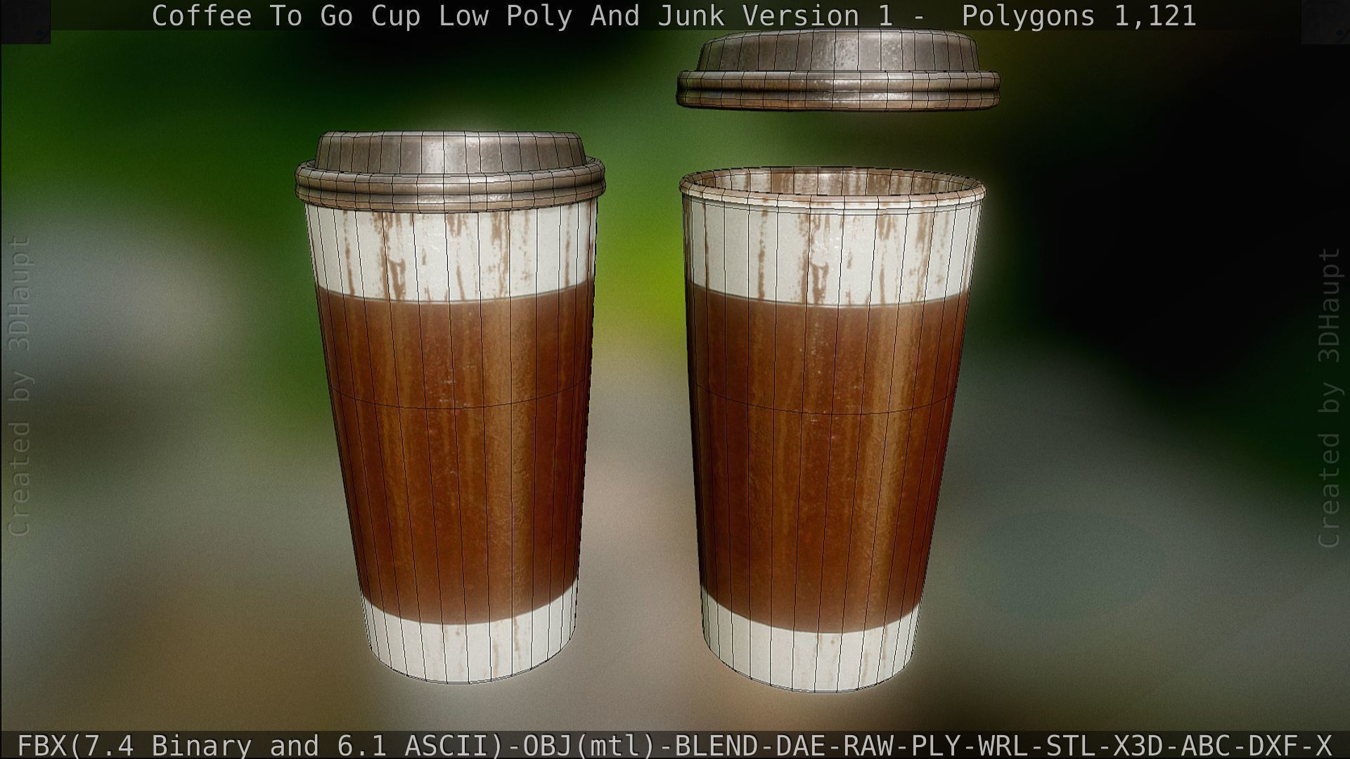 Coffee To Go Cup Junk 1 - Gameready - PBR Textures Low-poly 3D model_104