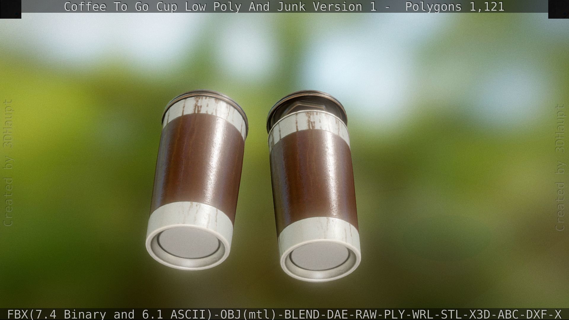 Coffee To Go Cup Junk 1 - Gameready - PBR Textures Low-poly 3D model_16