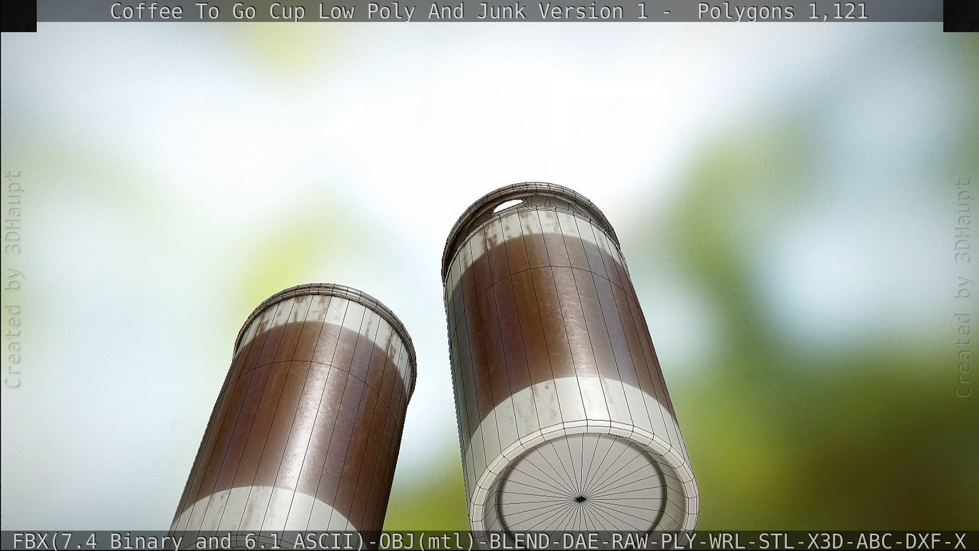 Coffee To Go Cup Junk 1 - Gameready - PBR Textures Low-poly 3D model_124