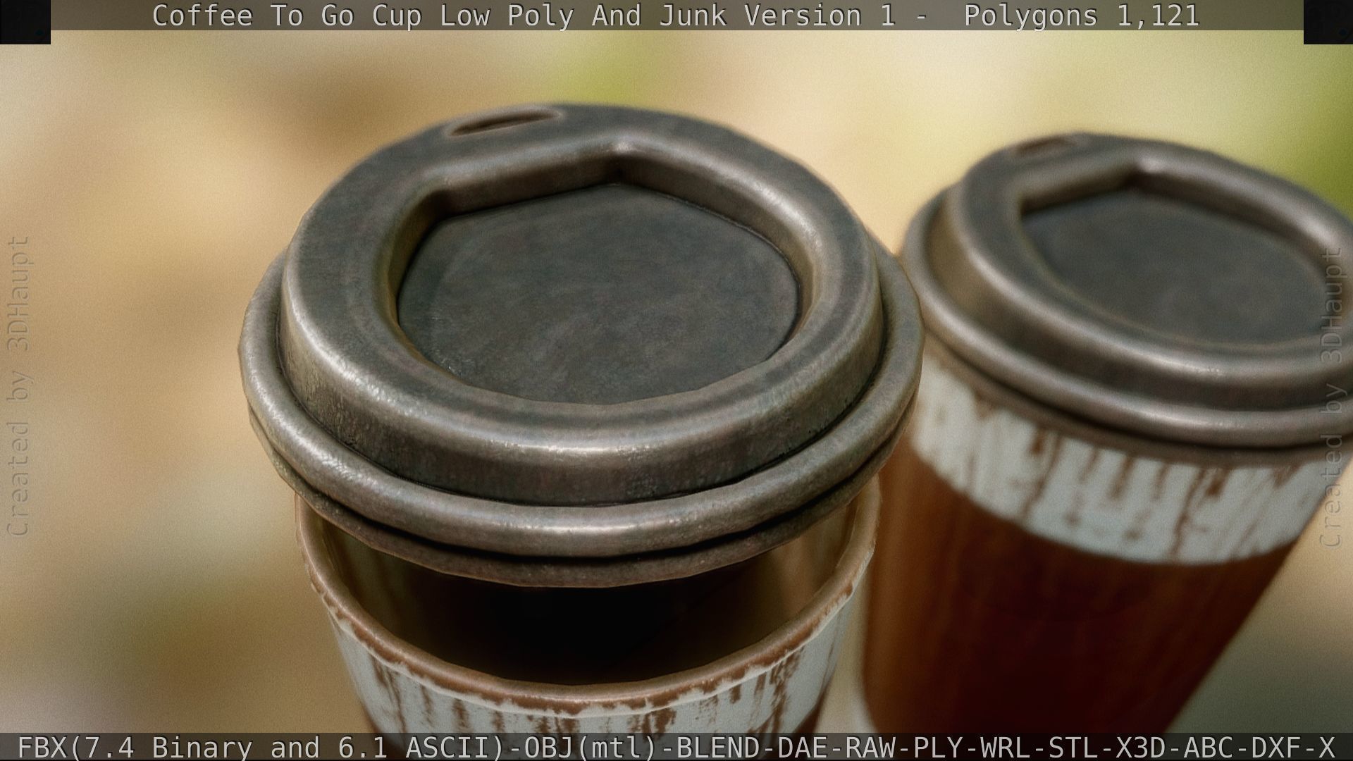 Coffee To Go Cup Junk 1 - Gameready - PBR Textures Low-poly 3D model_56