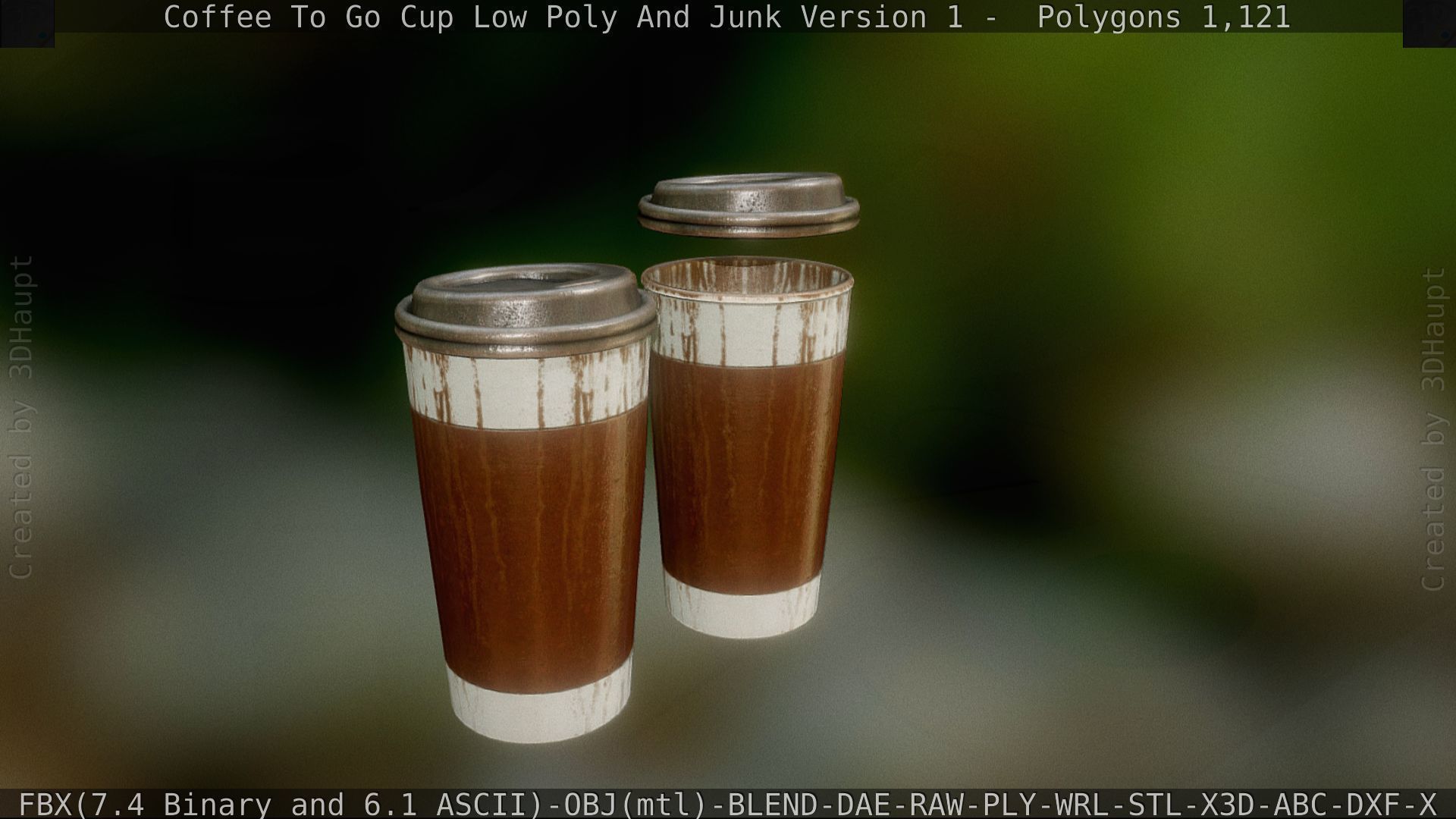 Coffee To Go Cup Junk 1 - Gameready - PBR Textures Low-poly 3D model_11