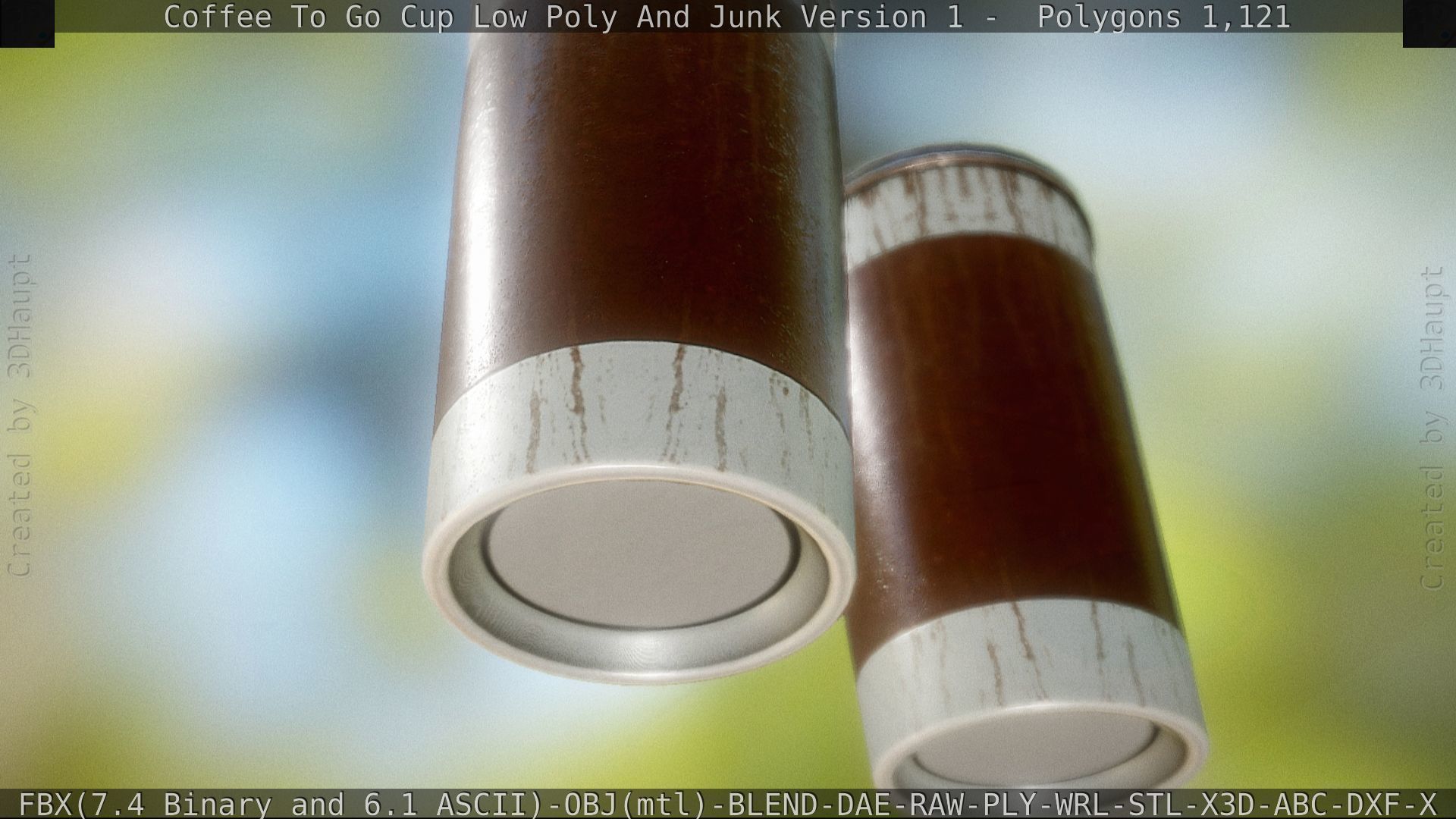 Coffee To Go Cup Junk 1 - Gameready - PBR Textures Low-poly 3D model_76