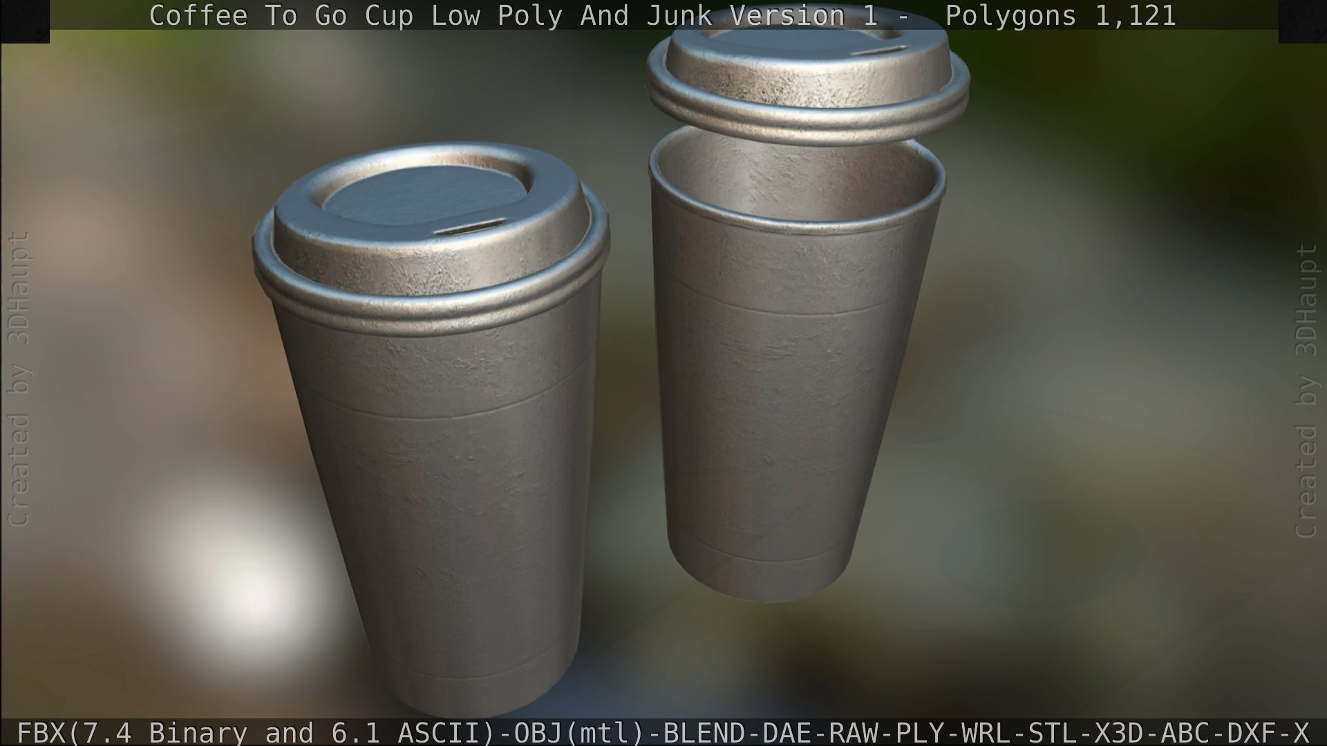 Coffee To Go Cup Junk 1 - Gameready - PBR Textures Low-poly 3D model_173
