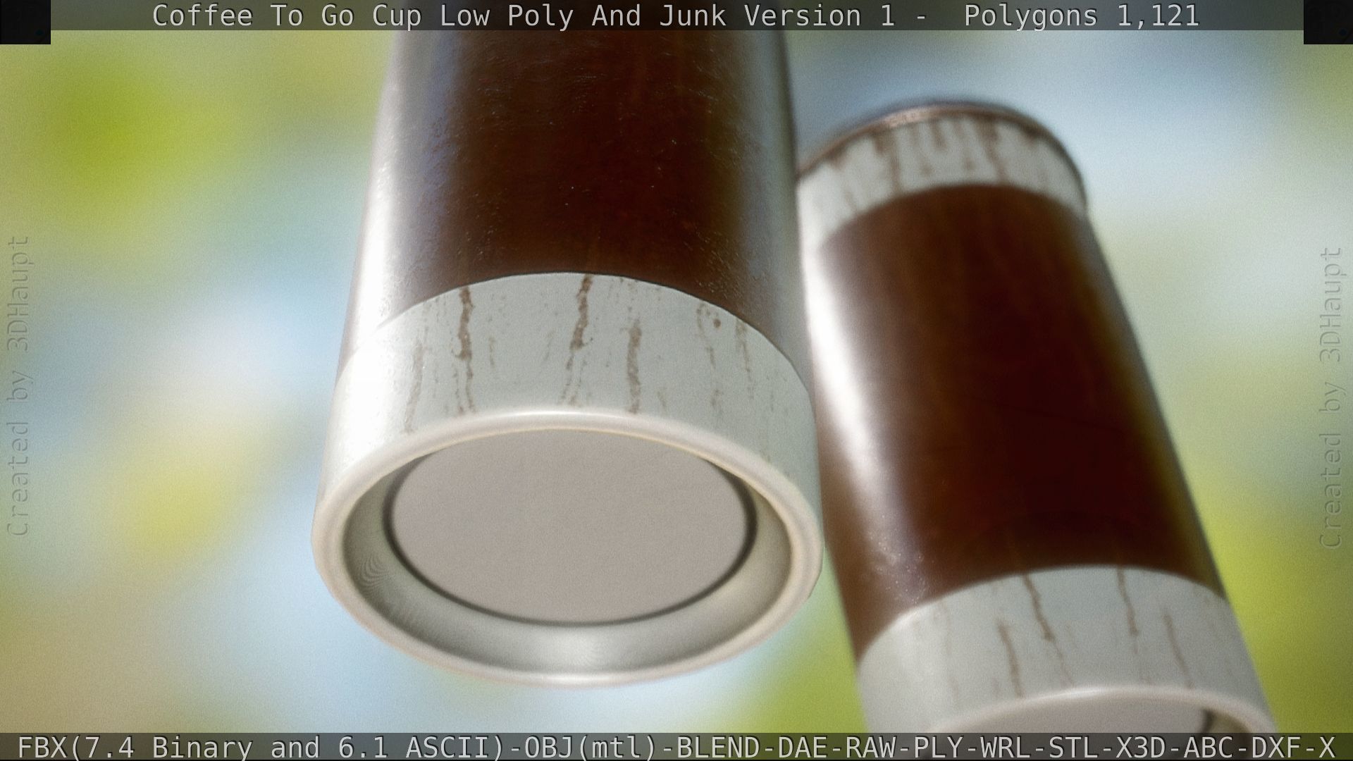 Coffee To Go Cup Junk 1 - Gameready - PBR Textures Low-poly 3D model_75