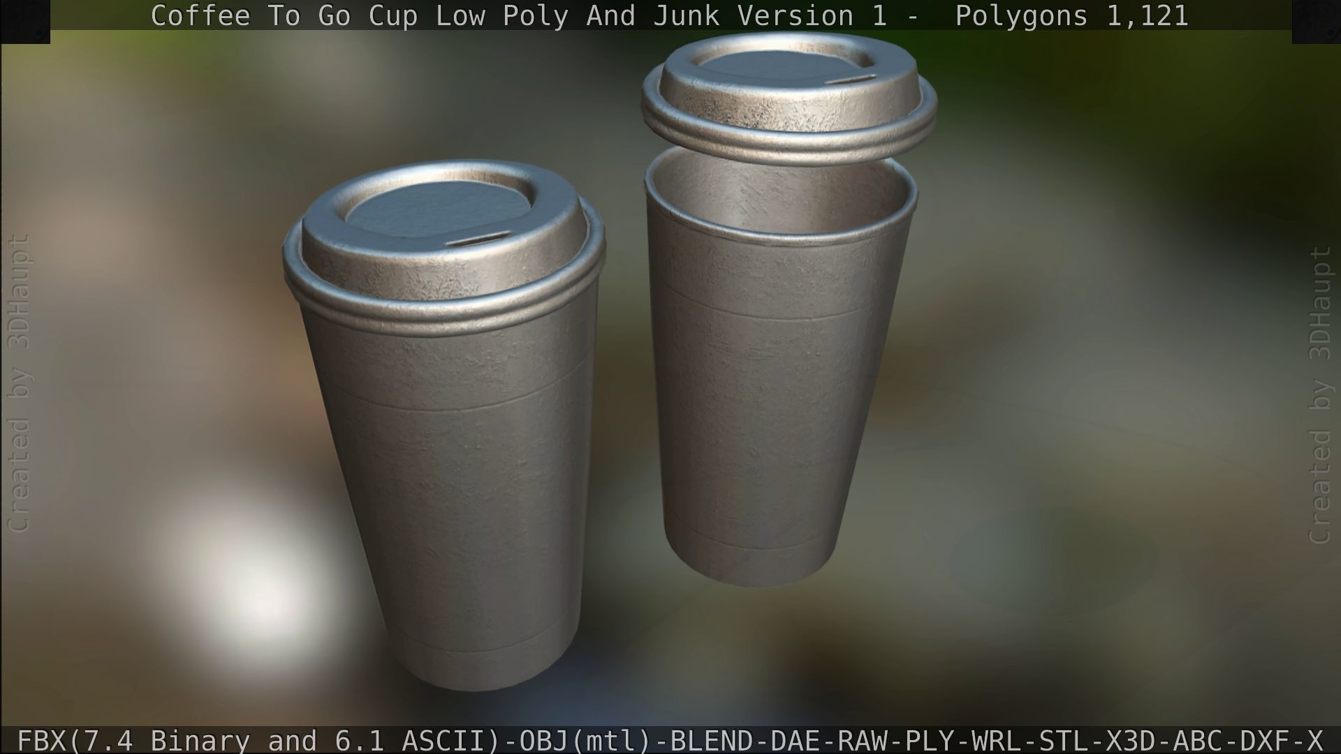 Coffee To Go Cup Junk 1 - Gameready - PBR Textures Low-poly 3D model_174