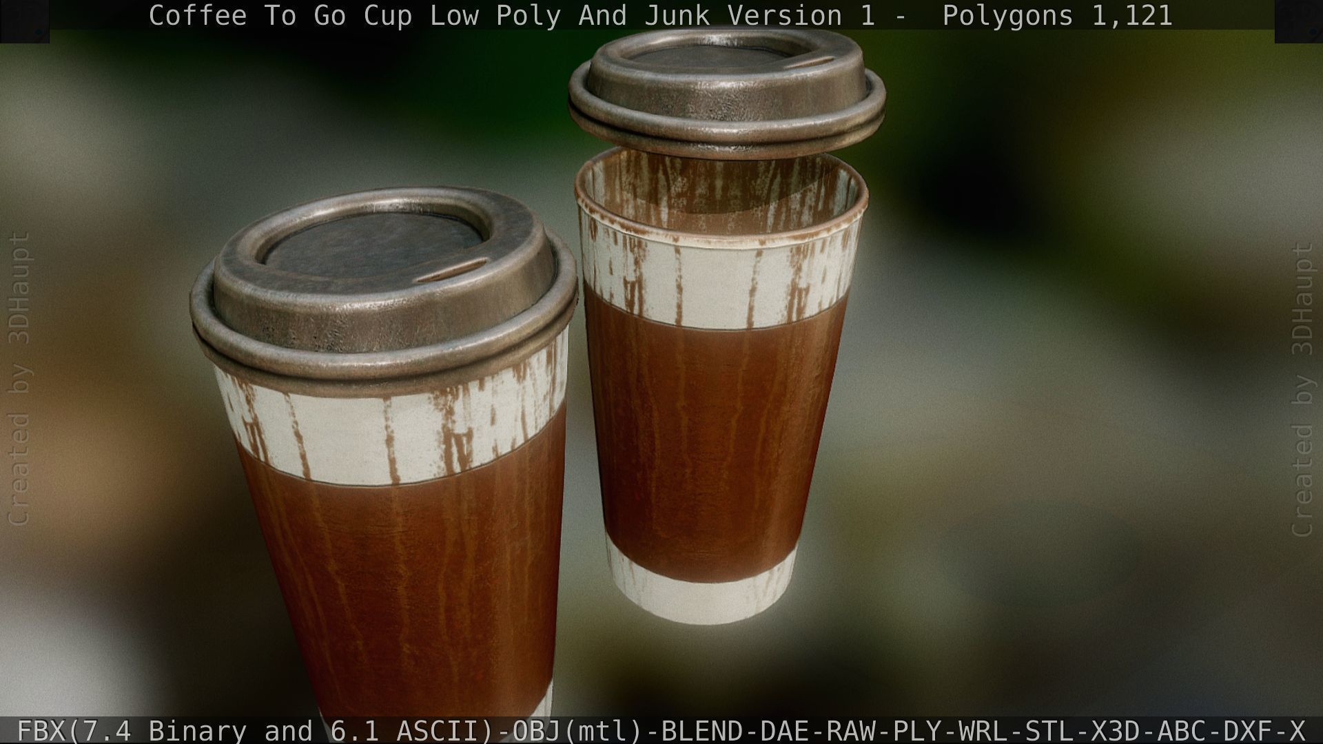 Coffee To Go Cup Junk 1 - Gameready - PBR Textures Low-poly 3D model_25
