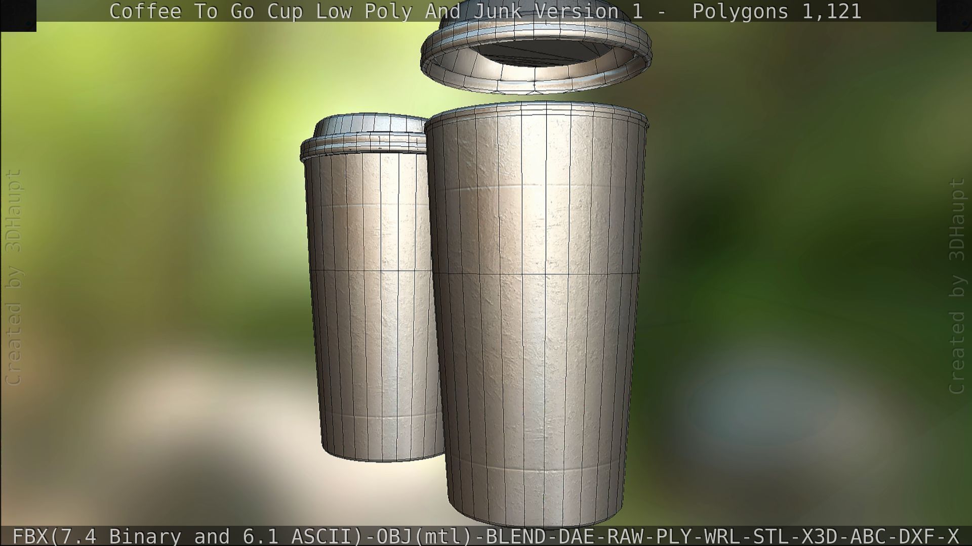 Coffee To Go Cup Junk 1 - Gameready - PBR Textures Low-poly 3D model_168
