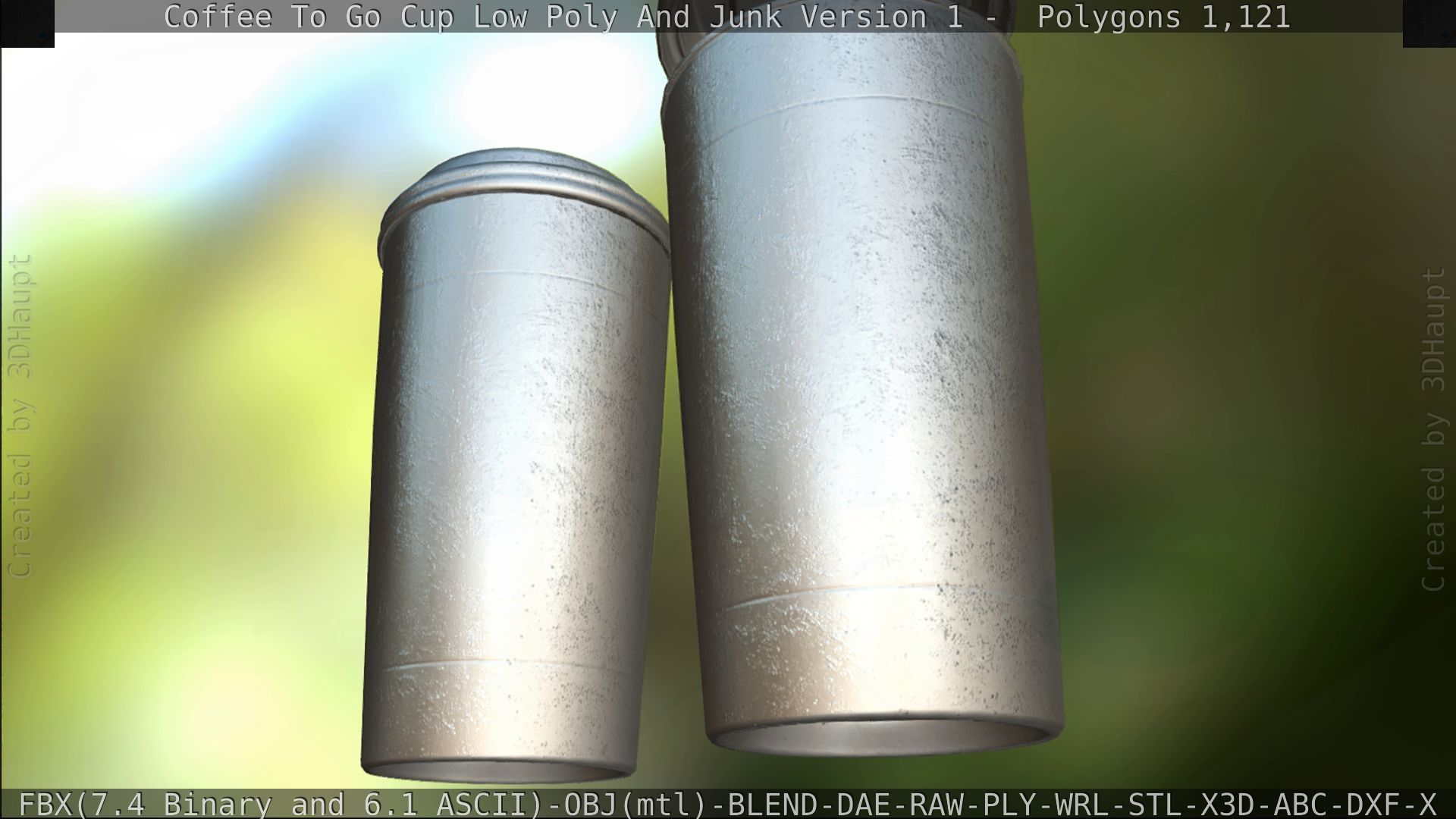 Coffee To Go Cup Junk 1 - Gameready - PBR Textures Low-poly 3D model_184