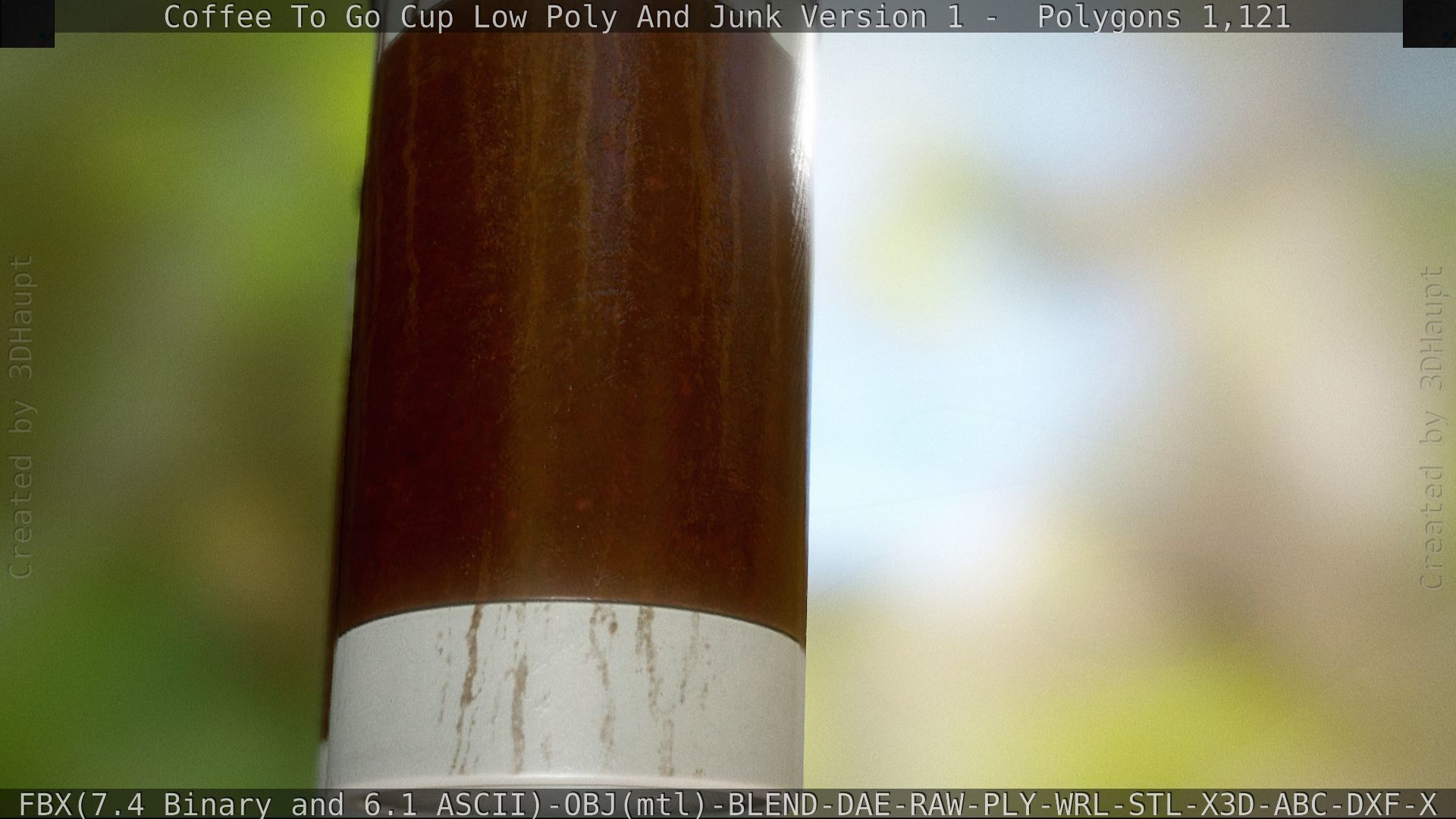 Coffee To Go Cup Junk 1 - Gameready - PBR Textures Low-poly 3D model_87