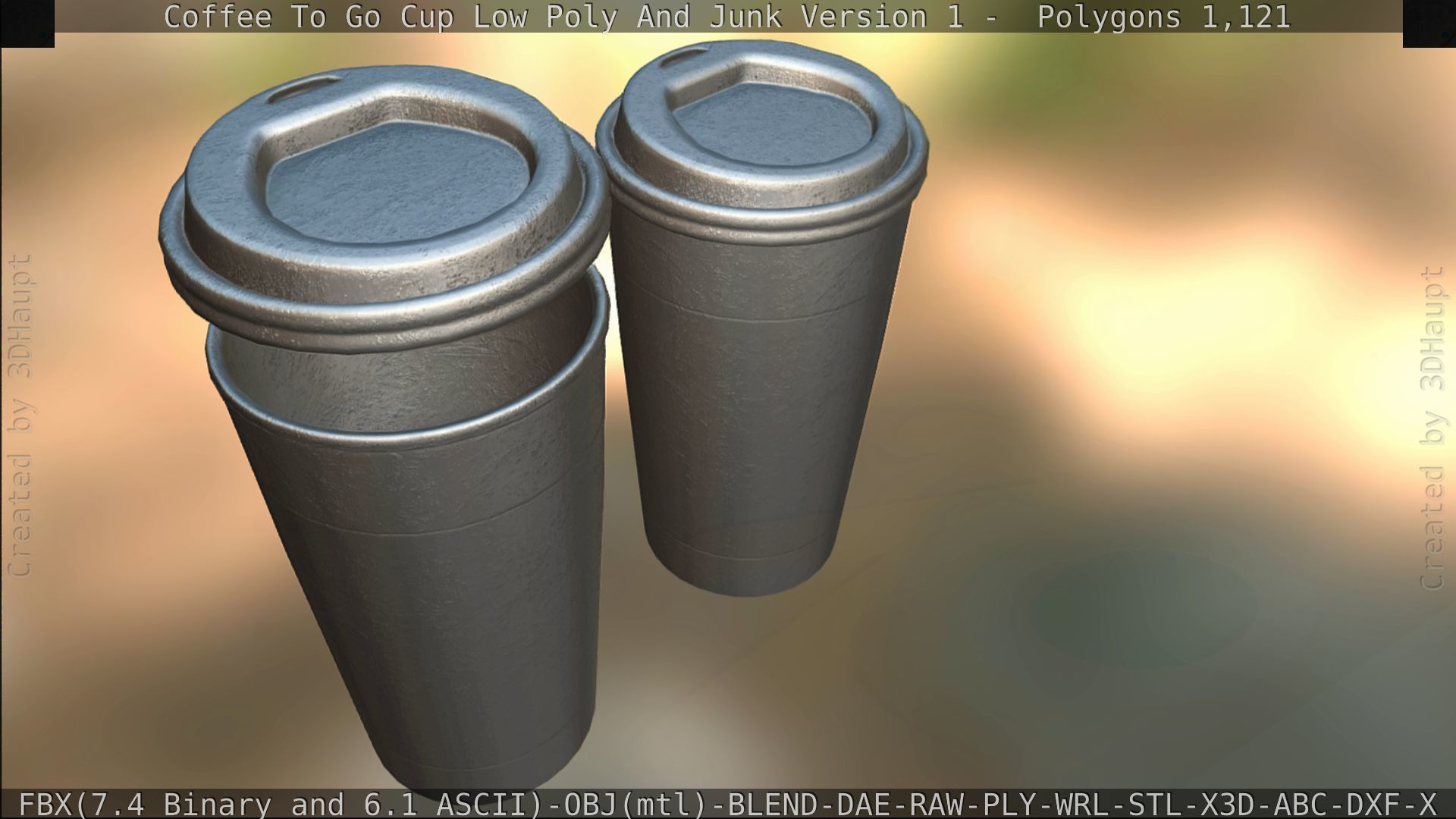 Coffee To Go Cup Junk 1 - Gameready - PBR Textures Low-poly 3D model_186