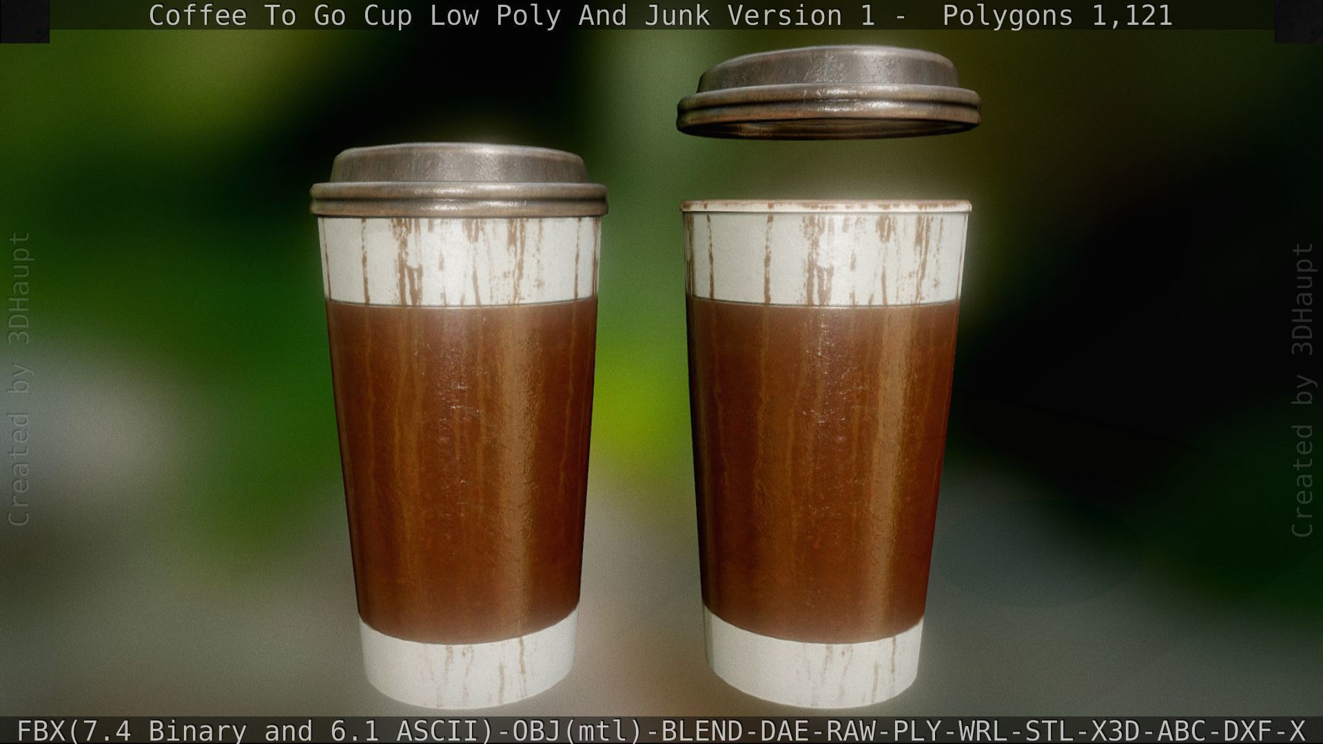 Coffee To Go Cup Junk 1 - Gameready - PBR Textures Low-poly 3D model_97