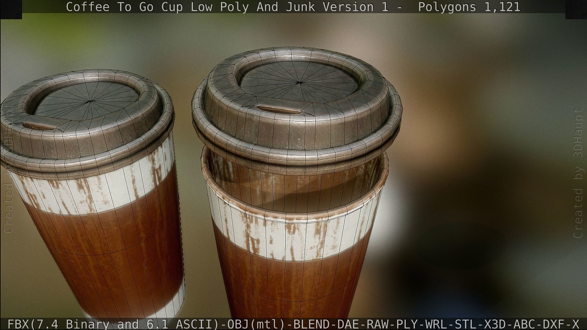 Coffee To Go Cup Junk 1 - Gameready - PBR Textures Low-poly 3D model_107