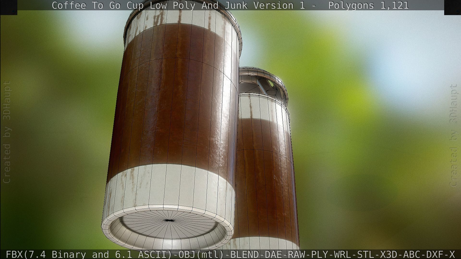 Coffee To Go Cup Junk 1 - Gameready - PBR Textures Low-poly 3D model_128